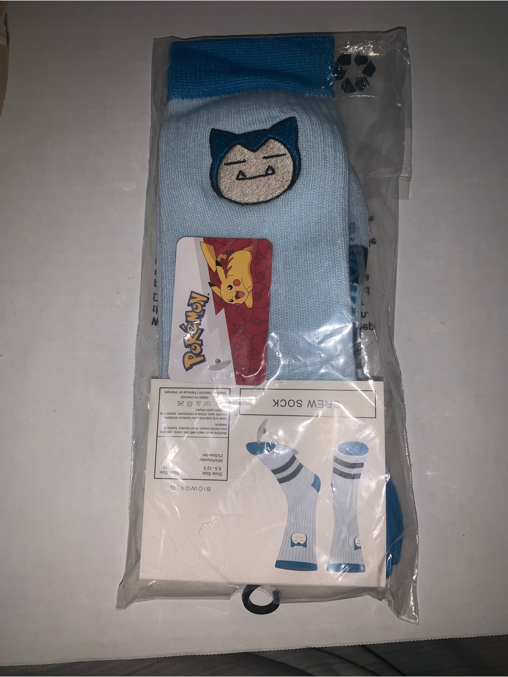 Bioworld Light Blue Pokémon Crew Socks with Snorlax Motif